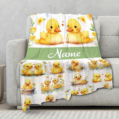 Aparajita Custom Name Yellow Ducks Adult Duck Blanket Kids Funny Blanket Suitable for Bedroom Bed Sofa Crib Couch Chair Outdoor All Season Items That Yellow Duck Lovers Will Love 90”×120 ”for Family
