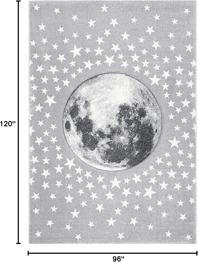 SAFAVIEH Carousel Kids Collection Area Rug - 8' x 10', Light Grey & White, Non-Shedding & Easy Care, Ideal for High Traffic Areas for Boys & Girls in Playroom, Nursery, Bedroom (CRK135F)