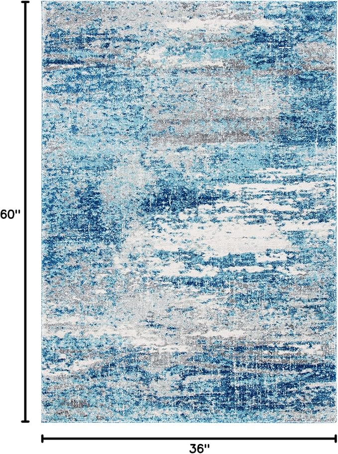 SAFAVIEH Evoke Collection 3' x 5' Light Blue/Grey EVK272M Modern Abstract Non-Shedding Living Room Bedroom Entryway Accent Rug