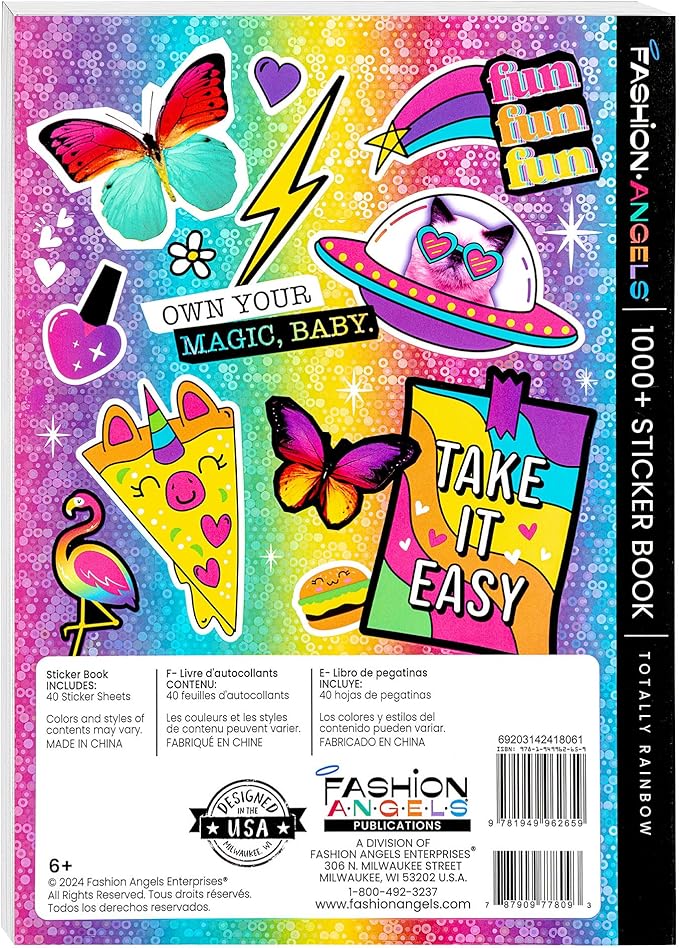 Fashion Angels 1,000+ Totally Rainbow Sticker Book, Includes Fun & Colorful Craft Stickers, Ideal for Accessorizing Kids & Teens Notebooks, Journals & More
