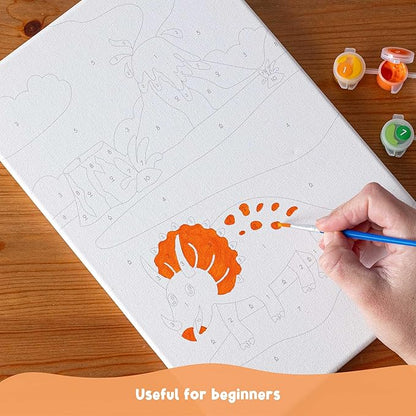 BONNYCO Paint by Numbers Kit for Kids Dinosaurs Pack 3 Canvas Paint by Number Canvas, Dinosaurs Gifts for Boys, Arts and Crafts, Kids Paint by Number Kits, Pre Drawn Canvas for Painting for Kids