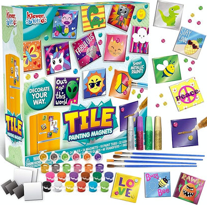 JOYIN 24 Magnetic Mini Tiles Art Kit, Creativity DIY Paint, Arts and Crafts for Kids, DIY Supplies for Party Favors, Family Activity, Birthday Present, Toys Gifts for Boys and Girls