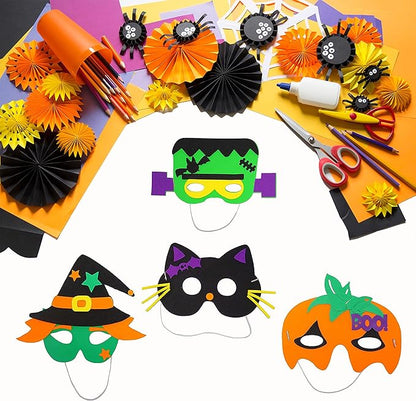 4E's Novelty Halloween Crafts for Kids - Self Adhesive Mask Foam Craft Kit School Home Group Activities Party Supplies