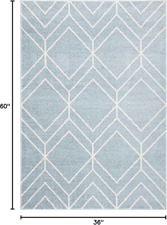SAFAVIEH Adirondack Collection Accent Rug - 3' x 5', Blue & Ivory, Modern Geometric Design, Non-Shedding & Easy Care, Ideal for High Traffic Areas in Entryway, Living Room, Bedroom (ADR241M)