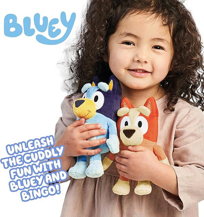Bingo & Bluey Plush Toys Bundle – Exclusive 2-Pack Soft Bluey Toys, Deluxe Fabric, Embroidered Detail, Plush Characters for Show Time or Story Time