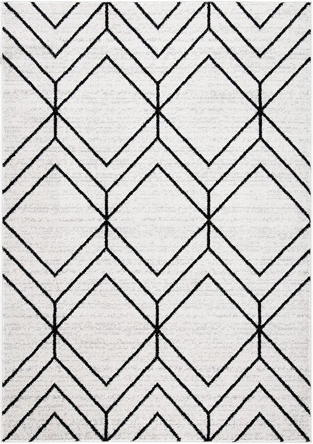 SAFAVIEH Adirondack Collection Accent Rug - 4' x 6', Light Grey & Black, Modern Geometric Design, Non-Shedding & Easy Care, Ideal for High Traffic Areas in Entryway, Living Room, Bedroom (ADR241F)