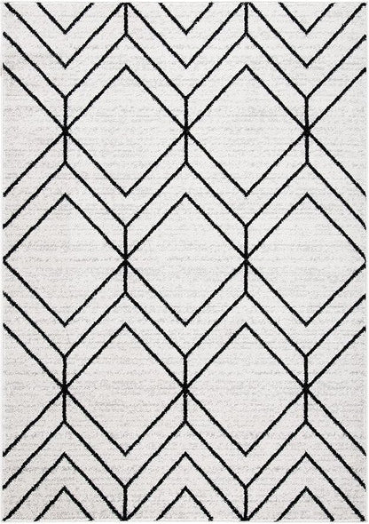 SAFAVIEH Adirondack Collection Accent Rug - 4' x 6', Light Grey & Black, Modern Geometric Design, Non-Shedding & Easy Care, Ideal for High Traffic Areas in Entryway, Living Room, Bedroom (ADR241F)