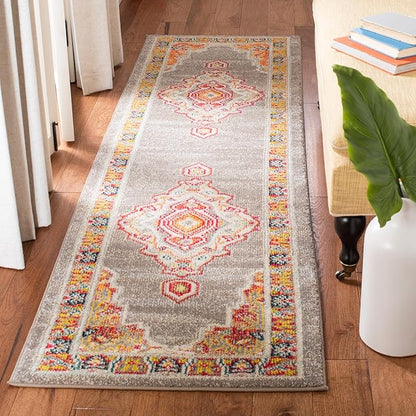 SAFAVIEH Phoenix Collection Runner Rug - 2'3" x 8', Orange & Grey, Boho Chic Oriental Medallion Design, Non-Shedding & Easy Care, Ideal for High Traffic Areas in Living Room, Bedroom (PHX158T)