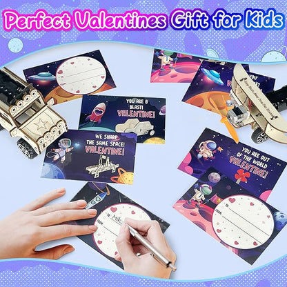 LINAYE Valentines Cards for Kids Classroom with Stem Kits, 24 Packs Valentines Day Gifts for Kids Class, Valentines Day Exchange Gifts for Boys Classroom Class, Valentines Party Favors for Kids Classroom School