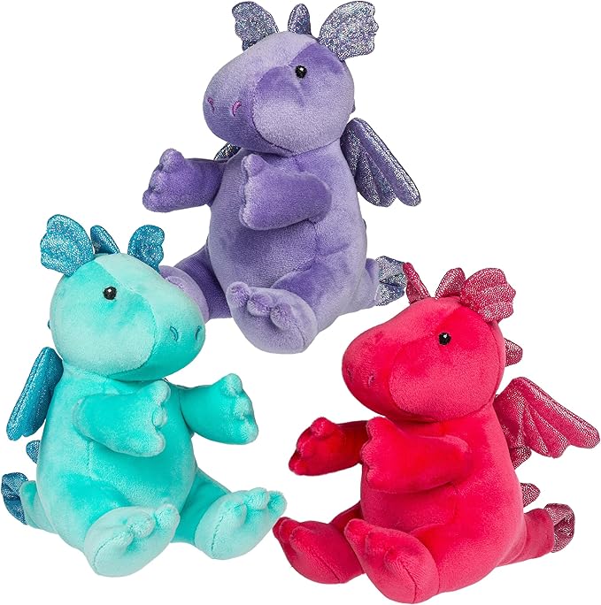 Mary Meyer Stuffed Animal Smootheez Pillow-Soft Toy, 3 Piece Bundle, Little Gems Dragons