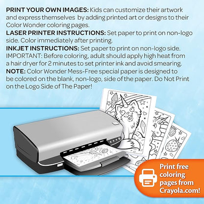 Crayola Color Wonder Mess Free Coloring Kit (120ct), 100 Coloring Pages, 20 Mini Markers, Travel Activity, Toddler Gift, 3+