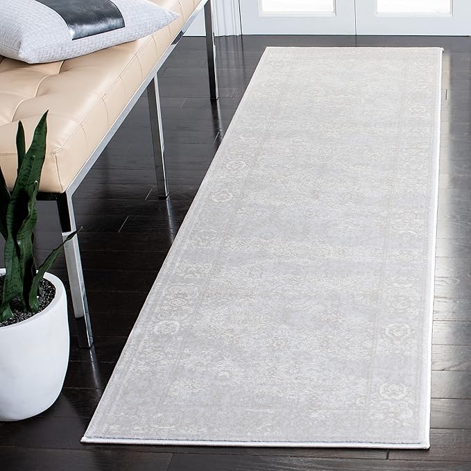 SAFAVIEH Carnegie Collection Runner Rug - 2'3" x 8', Light Grey & Grey, Vintage Distressed Design, Non-Shedding & Easy Care, Ideal for High Traffic Areas in Living Room, Bedroom (CNG691G)