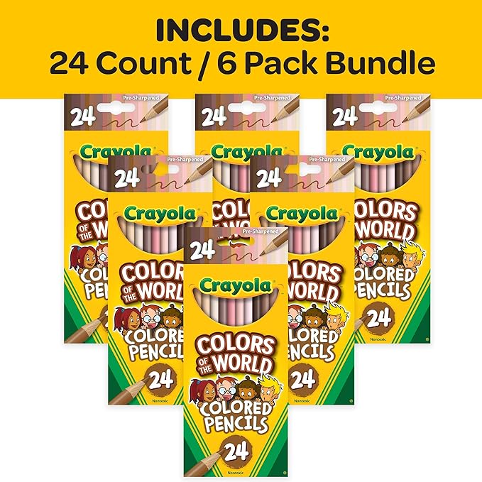 Crayola Colors of the World Bulk Colored Pencil Set - 6 Packs (24ct), Skin Tone Kids Colored Pencils for Kids, School Supplies