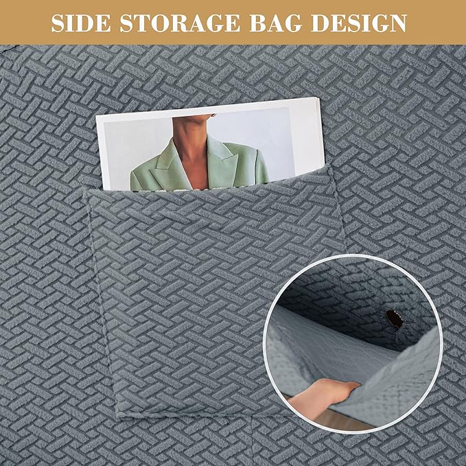 Jin Le 6 Pieces Recliner Cover Stretch Recliner Chair Cover - Reliner, Drak Gray 2 Seater Recliner Couch Covers Sofa Covers Jacquard Soft Furniture Protector with Elastic Bottom and Ties for Kids/Pets