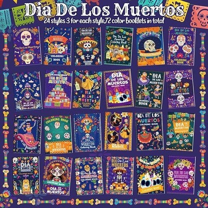 Coloring Book for Adult Coloring Book Bulk, DIY Art Coloring Book for Adult Drawing Book with Flower Words for Party Favors Goodie Bag Filler(72 Pcs,Day of the Dead)