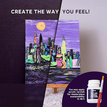 OKTO New York Skyline - DIY 3D Painting 30x40cm Air Dry Clay Kit - Ideal Crafts for Adults and Kids, Perfect for Creative Art Projects and Home Décor