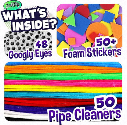 Arts and Crafts Supplies Kit for Kids - Boys and Girls Age 4 5 6 7 8 Years Old - Toddler Art Set Activity Materials - Great for Preschool and Kindergarten Crafting Project - Carl & Kay