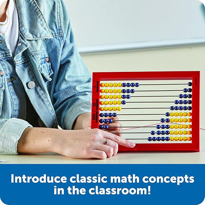 Learning Resources 2-Color Desktop Abacus, Red Frame, Color Coded, Math Concepts