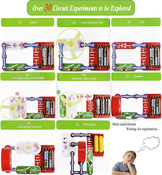 Electrical Circuit S.T.E.M. Electricity Electronic Building Block Teaching Exploration Kit for Kids 8 and Above (Logic Circuit&Speaker)