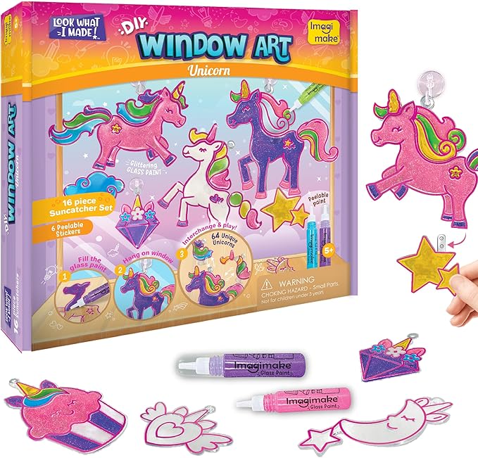 Imagimake Window Art Unicorn Toy Painting Kit | Suncatcher Art Supplies | Unicorn Toys for Girls Age 5-8 | Arts and Crafts for Kids Ages 8-12 | 6 Year Old Girl Gifts | Birthday Gifts for Girls