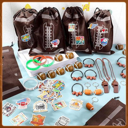 Aoriher 194 Pcs Football Party Favors Set Sport Silicone Bracelet Sport Car Keychain Whistle for Girls Boys Birthday Gifts Sport Themed Party Supplies