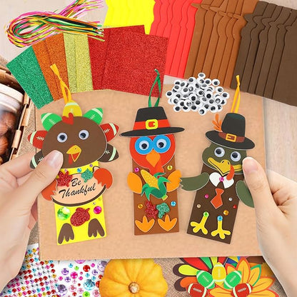 Fall Thanksgiving Crafts for Kids Adults, 24 Set Turkey Crafts Kits DIY Thanksgiving Activity Fall Festival Party Favors Classroom Prizes Friendsgiving Gifts Thanksgiving Crafts for Kids Age 4 8 12