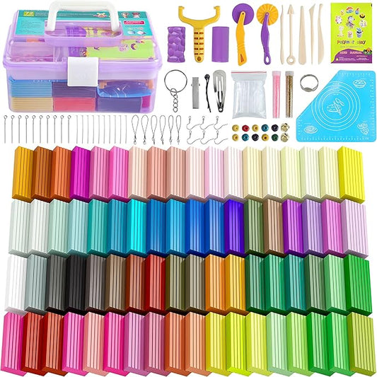 Polymer Clay 72 Colors,Large Sculpting Clay Modeling Clay Model Baking Clay,Sculpting Tools and Accessories Teaching is a Holiday Clay for Kids, Adults,Beginners…