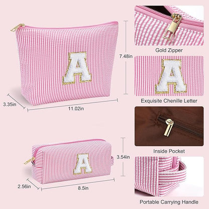 YOOLIFE Birthday Gifts for Kids Teen Girls Women | Initial Makeup Bag | Cosmetic Bag Travel Bags | 11 12 13 14 15 16 Years Old Girl Gift Teacher Graduation Gift Teen Girl Gifts Trendy Stuff Pink A