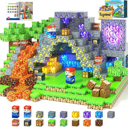 Toyvimo Magnetic Blocks 100PCS Kids Toys Magnetic Building Blocks Build Mine Magnet World Craft Cubes Boys Toys Ages 3-5 4-6 5-7 6-8, 3-12 Year Old Boy Birthday Gifts