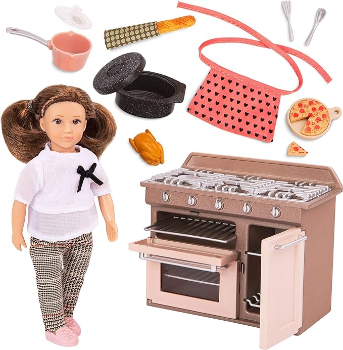 Lori Dolls – Cornelia's Kitchen Set – Mini Doll & Kitchen Play Set – 6-inch Doll & Cooking Accessories – Toy Oven, Stove & Play Food – Toys for Kids – 3 Years +