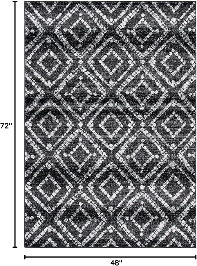 SAFAVIEH Adirondack Collection Accent Rug - 4' x 6', Black & Ivory, Modern Distressed Design, Non-Shedding & Easy Care, Ideal for High Traffic Areas in Entryway, Living Room, Bedroom (ADR131A)