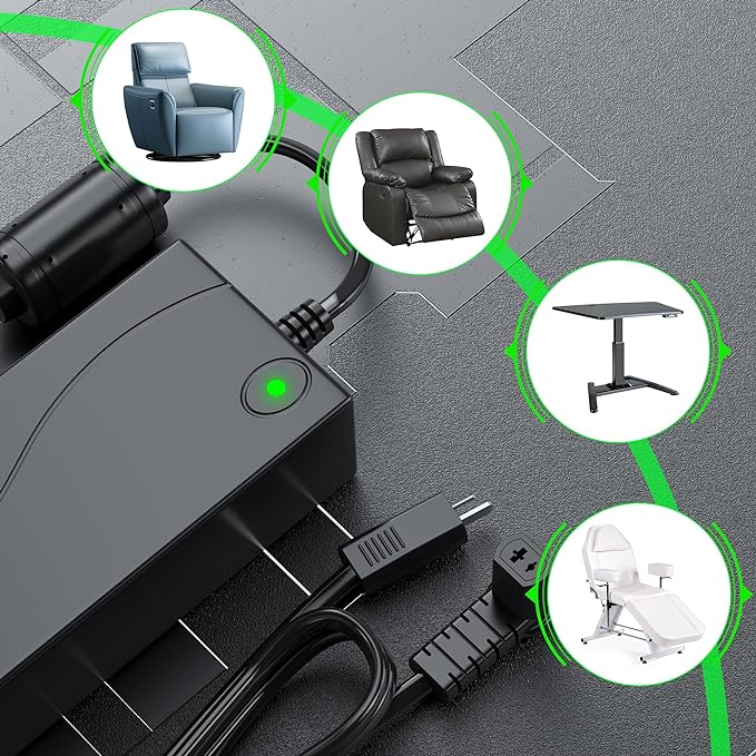 Universal Electric Couch Power Recliner Adapter 29V 2A Power Supply Transformer,Replacement Flexsteel Power Cord for Recliner Lift Chair Plugs Reclining Sofa Charger,Switching Cable,Fits Lazy Boy/Okin