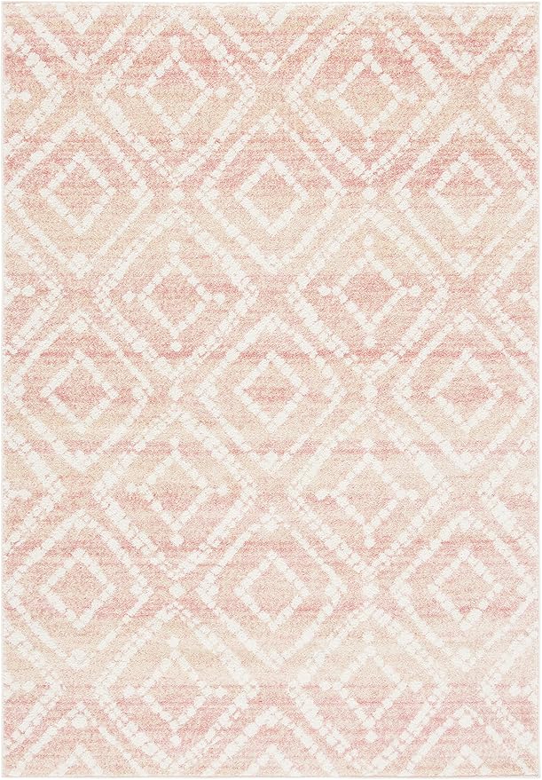 SAFAVIEH Adirondack Collection Accent Rug - 4' x 6', Rose & Gold, Modern Diamond Distressed Design, Non-Shedding & Easy Care, Ideal for High Traffic Areas in Entryway, Living Room, Bedroom (ADR131Q)