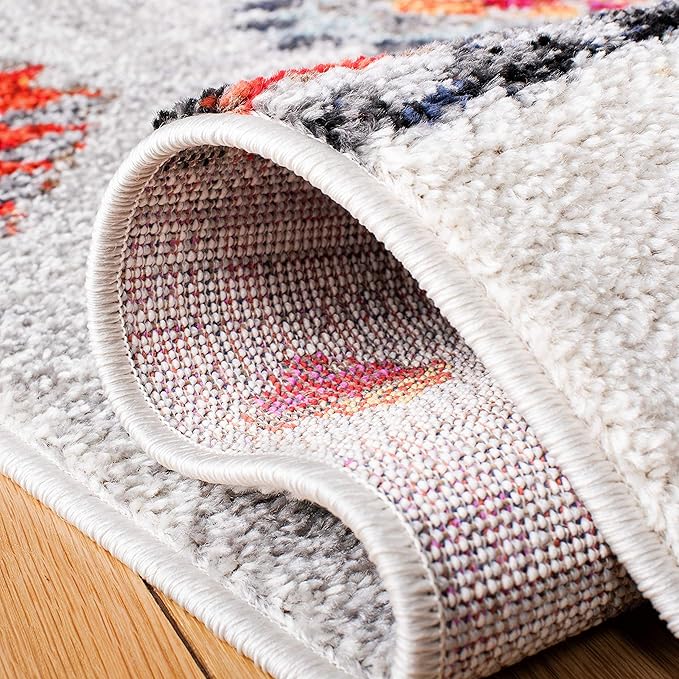 SAFAVIEH Adirondack Collection Runner Rug - 2'6" x 8', Grey & Red, Boho Tribal Design, Non-Shedding & Easy Care, Ideal for High Traffic Areas in Living Room, Bedroom (ADR245F)