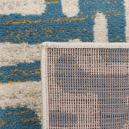 SAFAVIEH Amsterdam Collection Area Rug - 8' x 10', Ivory & Light Blue, Modern Abstract Design, Non-Shedding & Easy Care, Ideal for High Traffic Areas in Living Room, Bedroom (AMS106C)