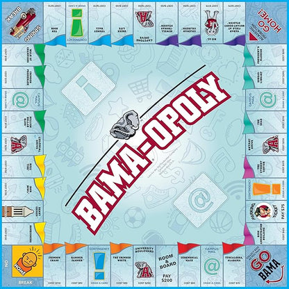 Late for the Sky BAMAOPOLY University of Alabama Board Game, Campus Landmarks Edition, 2–6 Players Ages 8+, Family Party Strategy Opoly for Alumni Students Fans