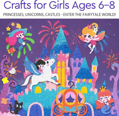 2 in 1 Foil Fun & Sand Art Kits for Kids, Princesses Crafts, No Mess DIY Creative Activity for Girls and Boys Ages 4-8, Learning Toy
