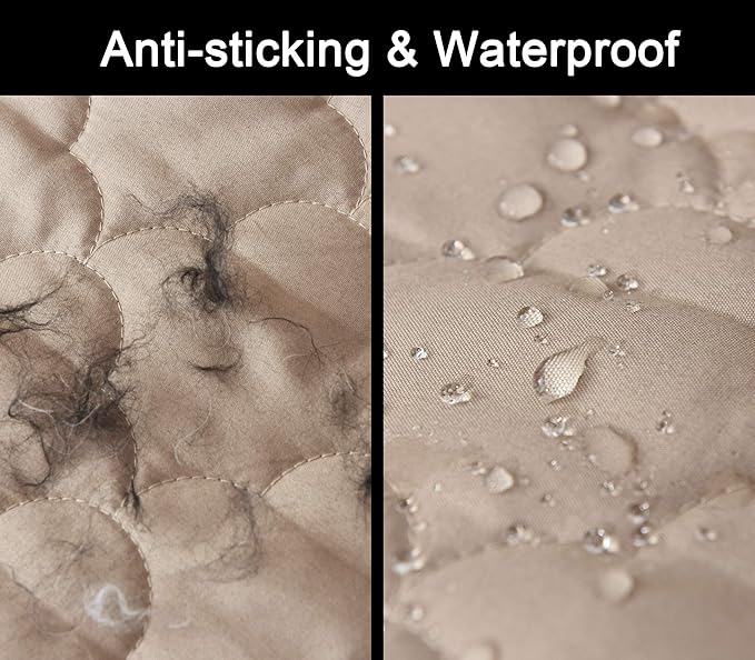 CHHKON Waterproof Nonslip Recliner Cover Stay in Place, Dog Couch Chair Cover Furniture Protector, Ideal Loveseat Slipcovers for Pets and Kids (Beige, 30'')