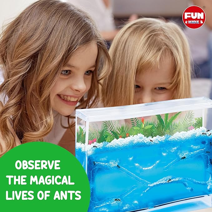 Science Ant Farm Kit for Live Ants, FunKidz Ant Colony Habitat Kit for Kids Gel Bug Terrarium House Watch Ants Dig Tunnels Entomology Learning Toys for Boys Gift