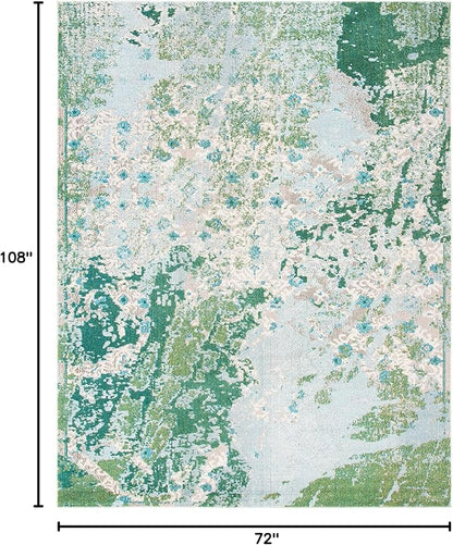 SAFAVIEH Madison Collection Area Rug - 6' x 9', Green & Blue, Modern Abstract Design, Non-Shedding & Easy Care, Ideal for High Traffic Areas in Living Room, Bedroom (MAD499X)
