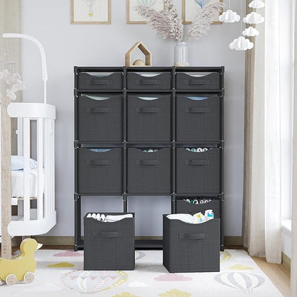 Cube Storage Organizer with Storage Bins Included - The Perfect Closet Organizers and Storage Solution. Includes 12 Storage Cubes, Great For Toy Storage, Closet Storage, Clothes Storage (Pink)
