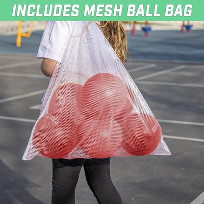 GoSports Soft Skin Foam Playground Dodgeballs - Set of 6 Includes Mesh Carry Bag