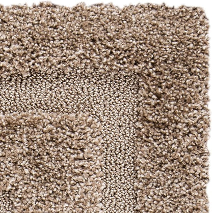 SAFAVIEH Florida Shag Collection Area Rug - 6'7" Square, Beige & Beige, Border Design, Non-Shedding & Easy Care, 1.2-inch Thick Ideal for High Traffic Areas in Living Room, Bedroom (SG454-1313)