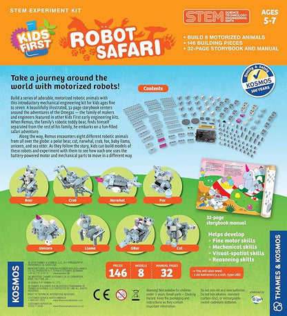 Thames & Kosmos Kids First: Robot Safari - Introduction to Motorized Machines Science Experiment Kit for Ages 5 to 7, Build 8 Robotic Animals Including A Unicorn, Llama, Narwhal & More