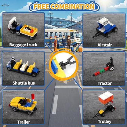 City 3 in 1 Airplane Building Set with Light, 717 PCS Toy Plane Building Blocks Kit with Airport Terminal, Luggage Truck, Aircraft STEM Toys Gift for Boys Girls Kids 6 7 8 9+ Years Old