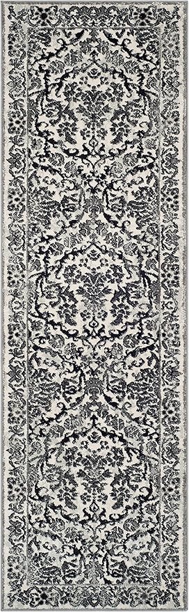 SAFAVIEH Evoke Collection 2'2" x 11' Ivory/Grey EVK242D Non-Shedding Living Room Bedroom Runner Rug