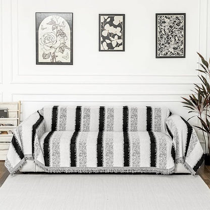 MYSKY HOME Sofa Covers for Sectional Sofa, Couch Cover for Dogs, Throw Couch Covers Loveseat Covers Futon Cover L Shaped Cover Washable Chenille Couch Protector, 71" x 102", Black Star Cluster