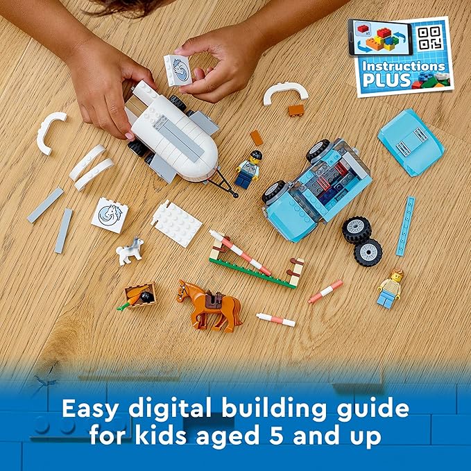 LEGO 60327 City Great Vehicles Horse Transporter Set, with SUV Toy Car, Trailer, Horse Figure and Jump, Gifts for Kids, Boys & Girls 5 Plus Years Old