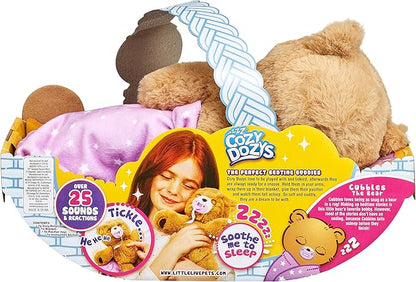 Little Live Pets Cozy Dozy Cubbles The Bear - Over 25 Sounds and Reactions | Bedtime Buddies, Blanket and Pacifier Included | Stuffed Animal, Best Nap Time, Interactive Teddy Bear, 14.9