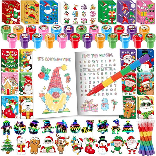 BenLouis Christmas Party Favors for Kids Christmas Classroom Gifts Prize Stockings Filler Coloring Books Bulk for Students Crafts Xmas Holiday School Goodie Bag Stuffer（12Set Gingerbread）
